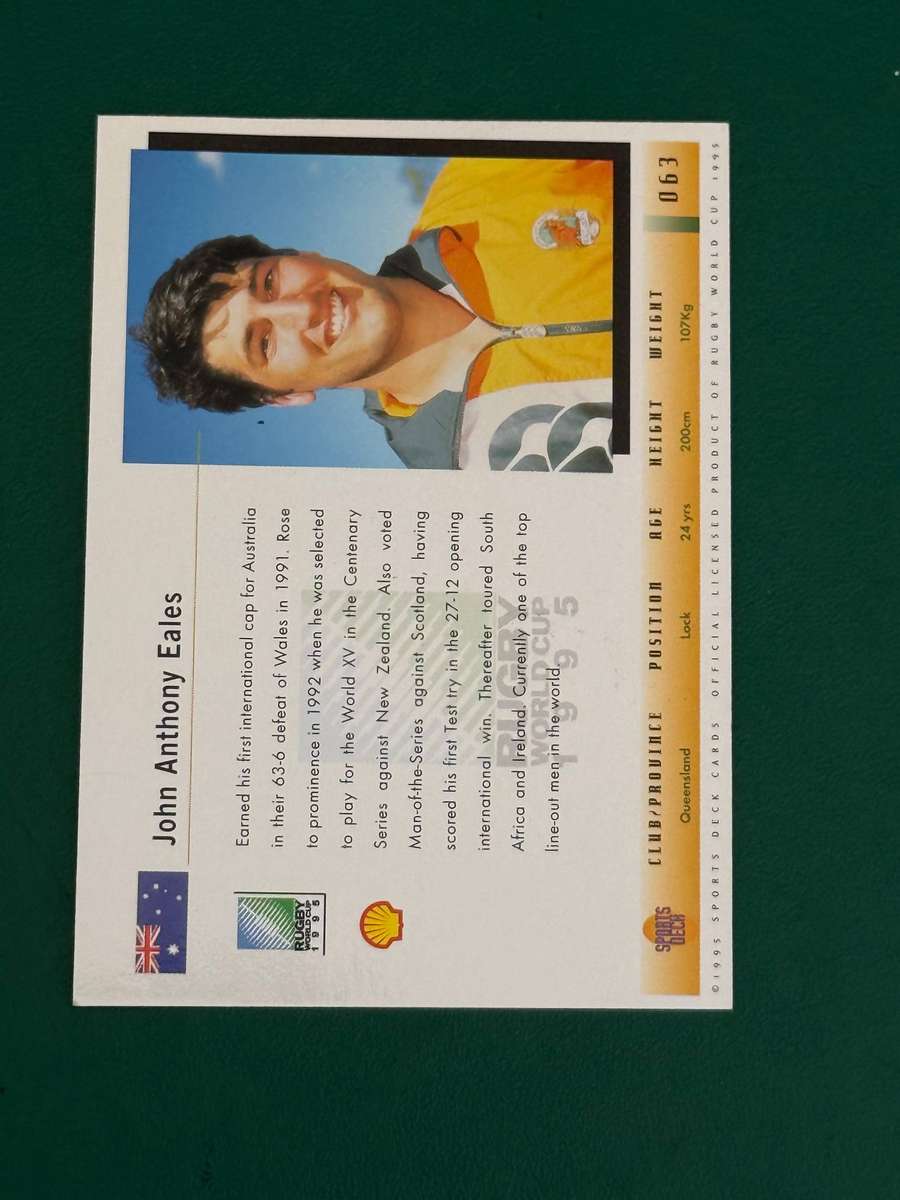 Rugby Card - *SIGNED* John Eales 1995 Sports Deck Rugby Card