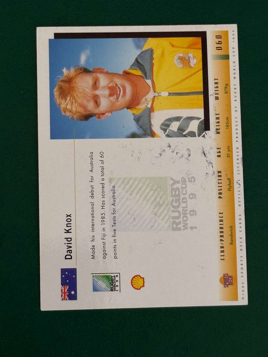 Rugby Card - *SIGNED* David Knox 1995 Sports Deck Rugby Card