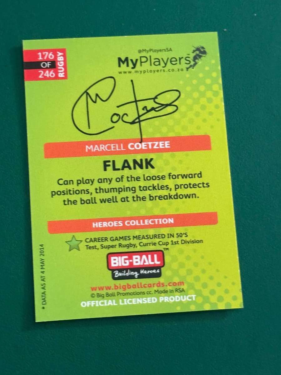 Rugby Card - *SIGNED* Marcell Coetzee 2014 Big Ball Rugby Card