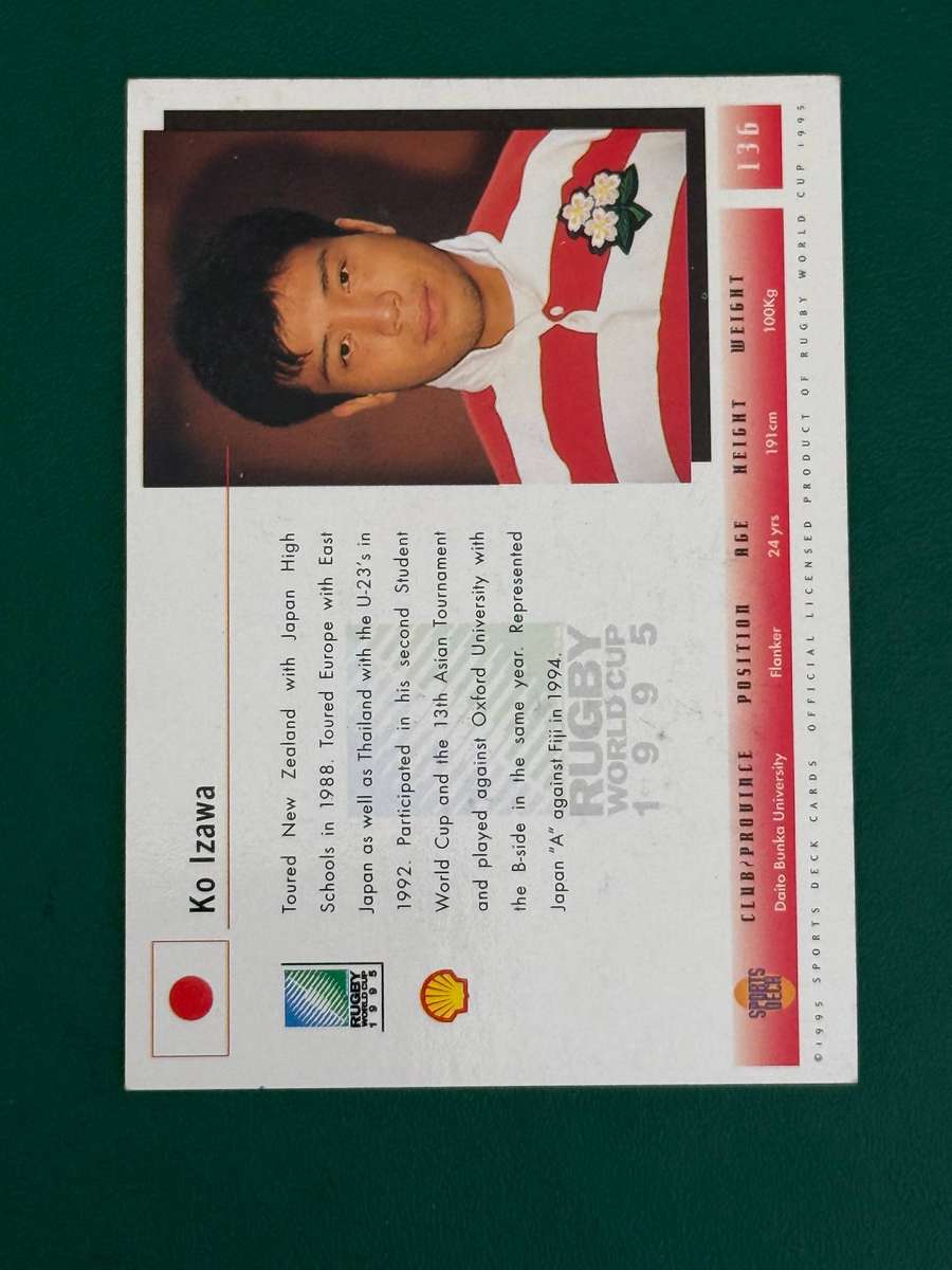 Rugby Card - *SIGNED* Ko Izawa 1995 Sports Deck Rugby Card