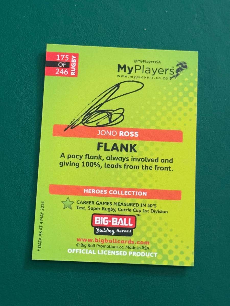 Rugby Card - *SIGNED* Jono Ross 2014 Big Ball Rugby Card