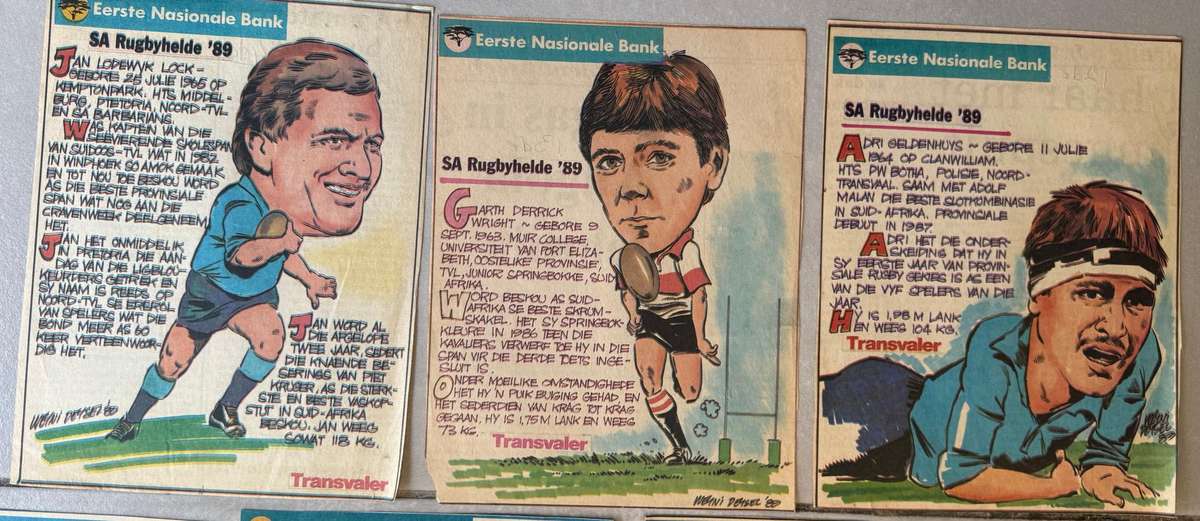 Rugby  - 27 (Twenty Seven) Sketches SA Rugby Heroes/SA Rugby Helde as per Transvaler Newspaper 1989