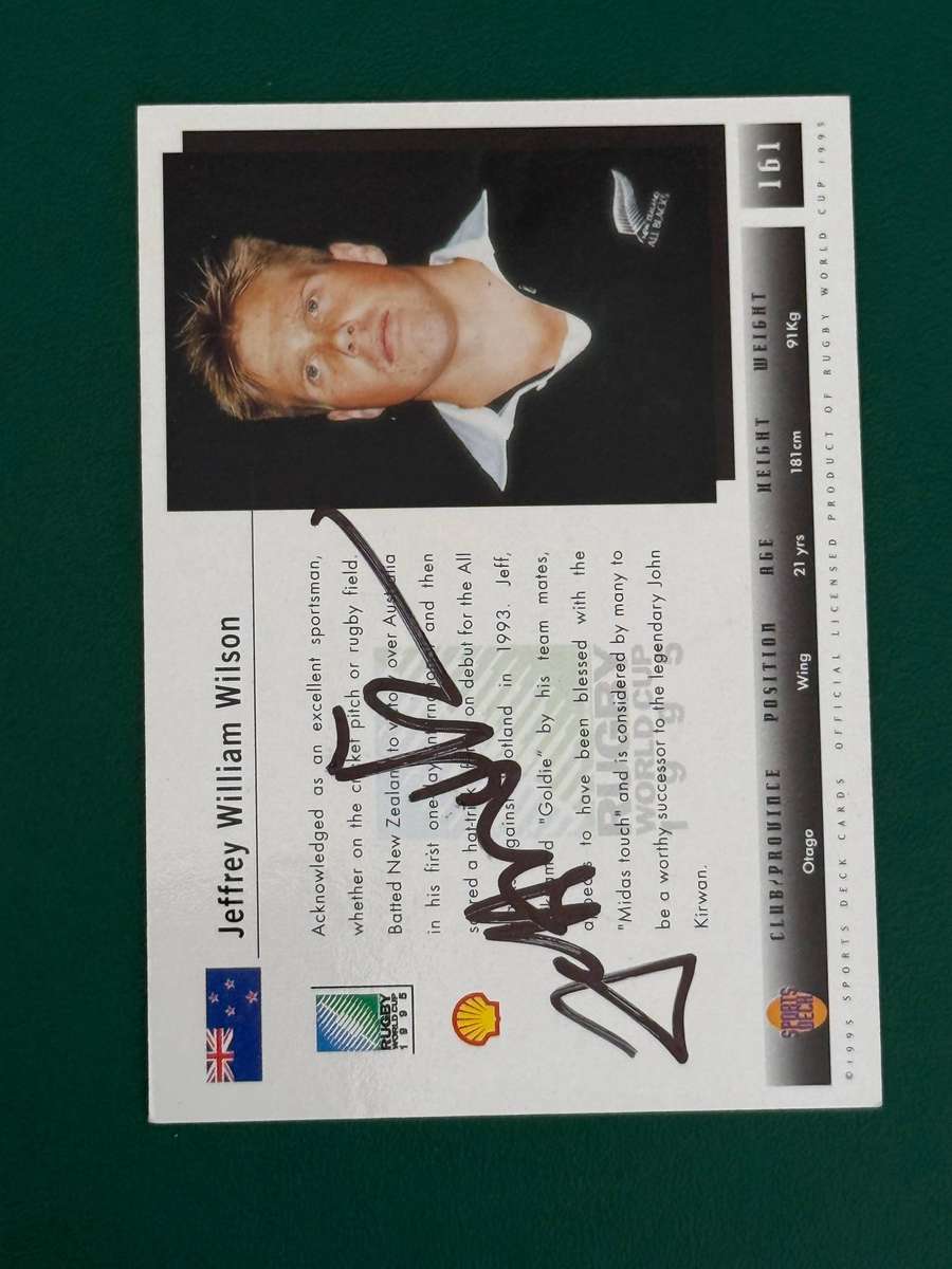 Rugby Card - *SIGNED* Jeff Wilson 1995 Sports Deck Rugby Card