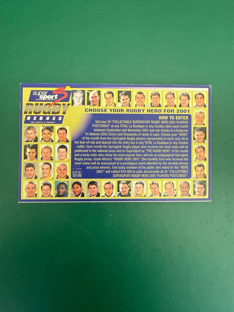 Rugby Card - Neil de Kock 2001 Total/Cardies Rugby Card