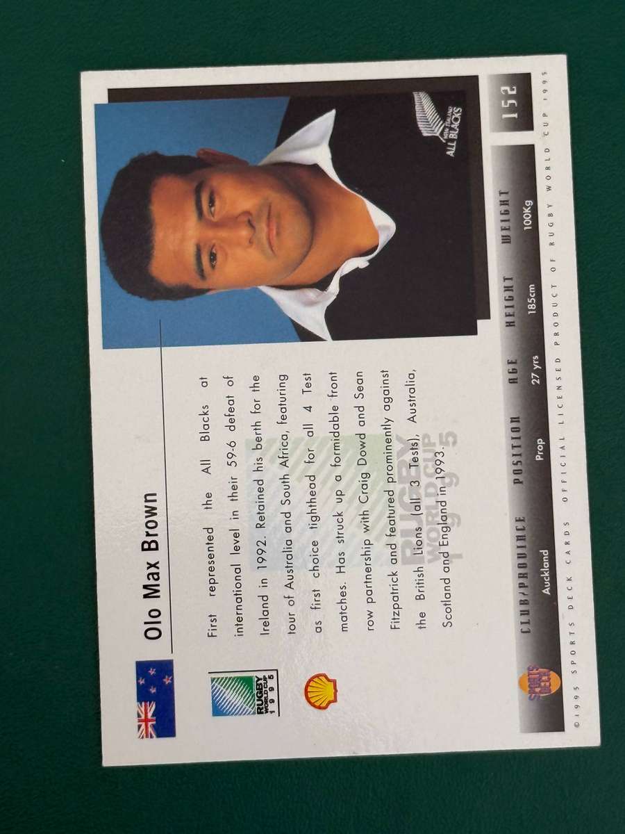 Rugby Card - *SIGNED* Olo Brown 1995 Sports Deck Rugby Card