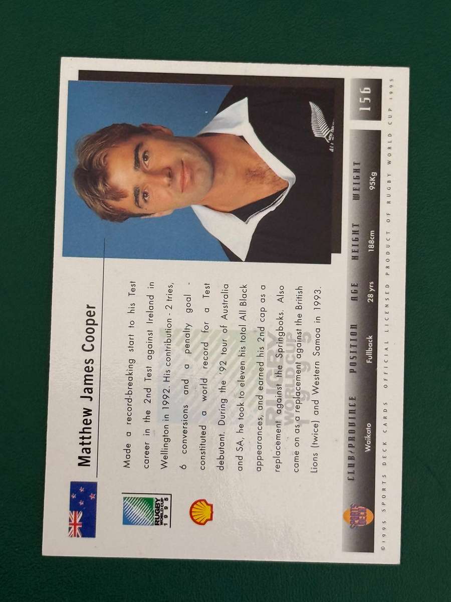 Rugby Card - *SIGNED* Matthew Cooper 1995 Sports Deck Rugby Card