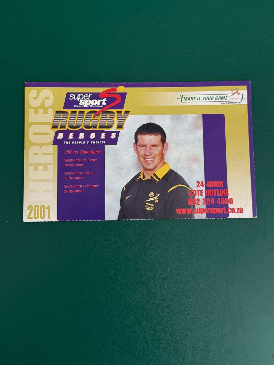 Rugby Card - Braam van Straaten 2001 Total/Cardies Rugby Card
