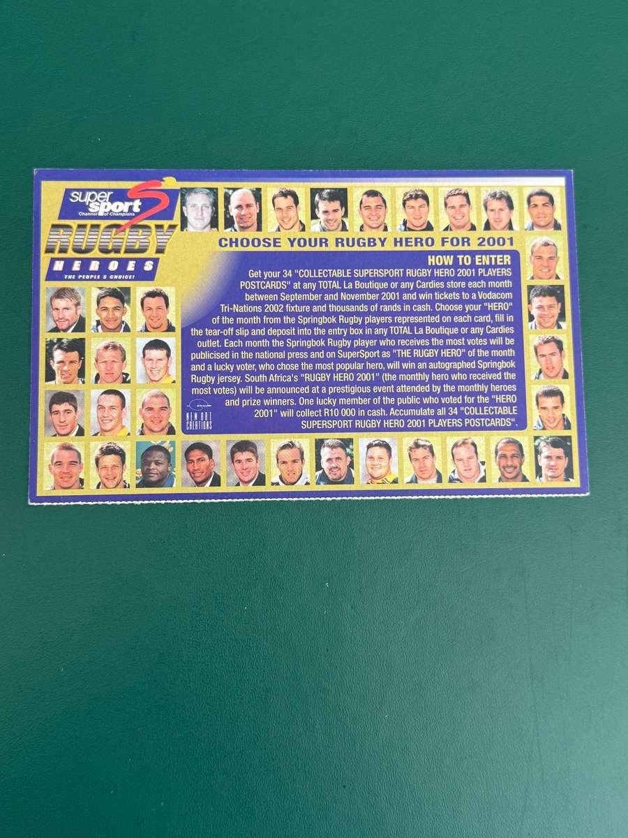 Rugby Card - Braam van Straaten 2001 Total/Cardies Rugby Card