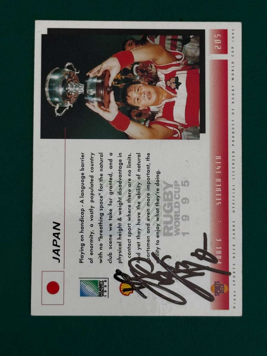 Rugby Card - *SIGNED* Japan (Card nr 205) 1995 Sports Deck Rugby Card