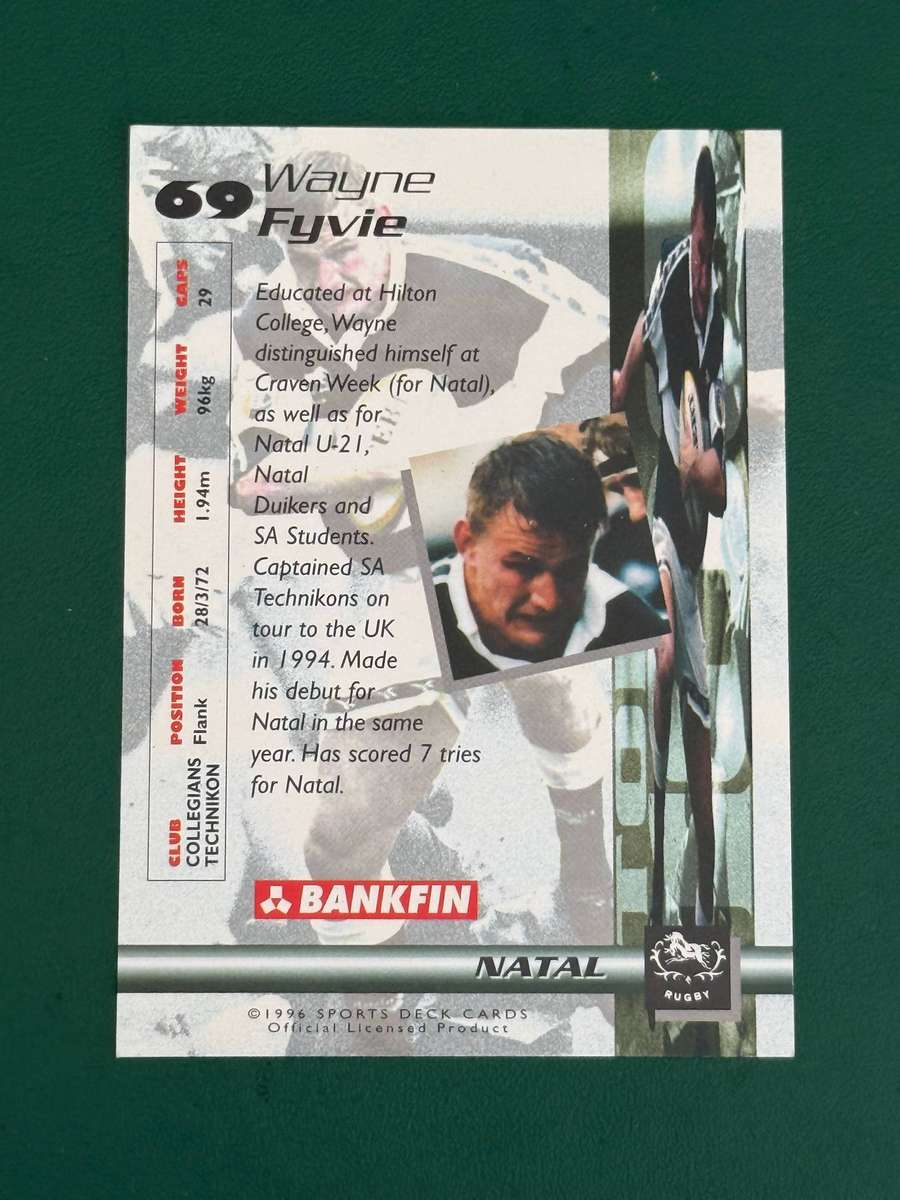 Rugby Card - *SIGNED* Wayne Fyvie 1996 Sports Deck Rugby Card