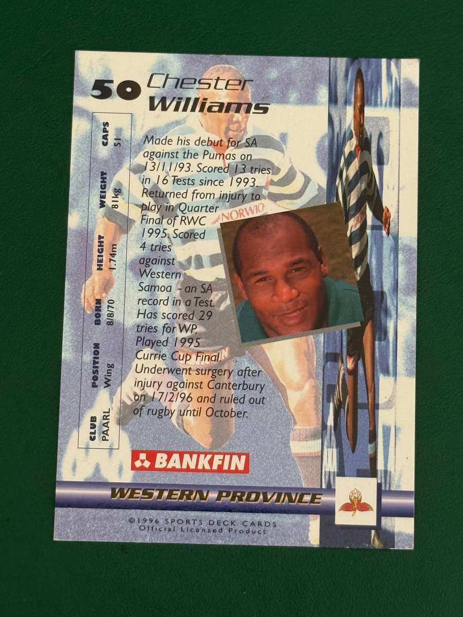 Rugby Card - *SIGNED* Chester Williams 1996 Sports Deck Rugby Card