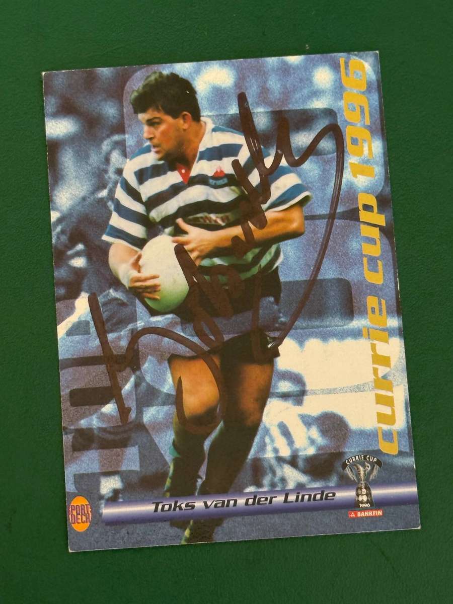Rugby Card - *SIGNED* Toks van der Linde 1996 Sports Deck Rugby Card