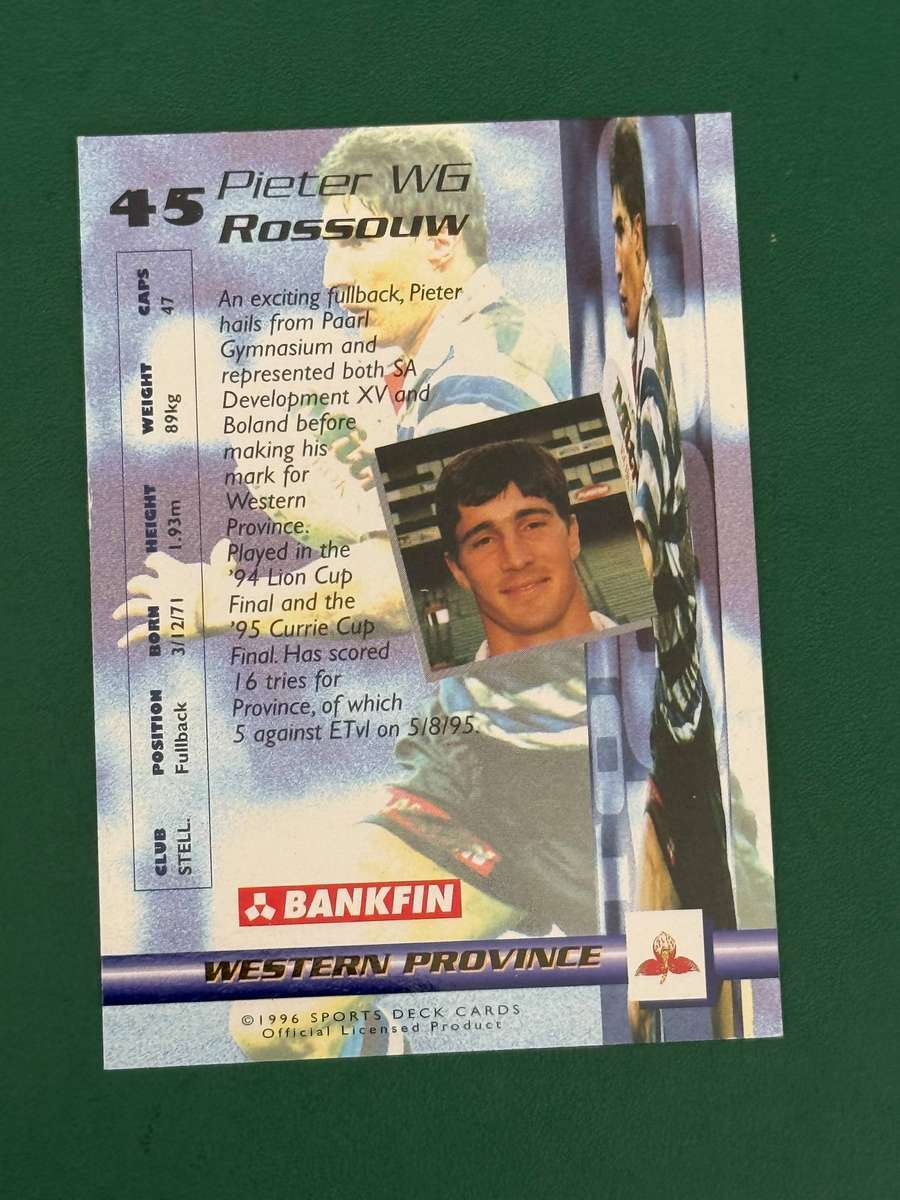 Rugby Card - *SIGNED* Pieter Rossouw 1996 Sports Deck Rugby Card