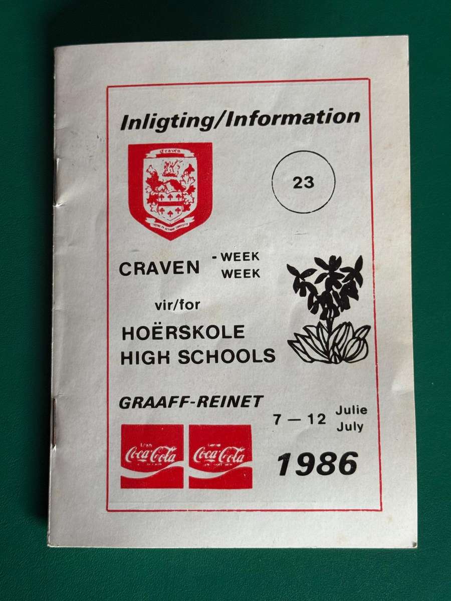 Rugby Itinerary/Information Booklet - 1986 Craven Week issued by Coca Cola