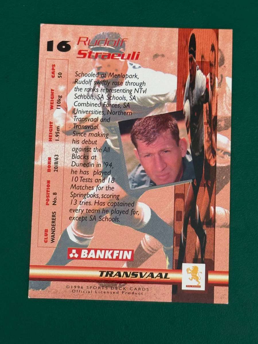 Rugby Card - *SIGNED* Rudolf Straeuli 1996 Sports Deck Rugby Card