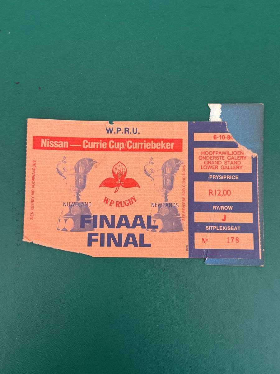 Rugby Ticket - *Currie Cup FINAL Western-Province vs Natal 06/10/1984