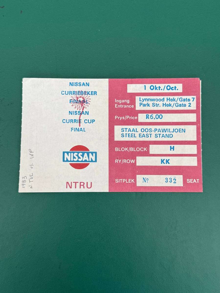 Rugby Ticket - *Currie Cup FINAL Northern-Transvaal vs Western-Province 01/10/1983