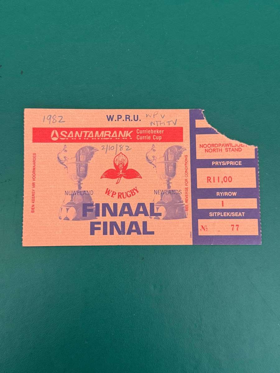 Rugby Ticket - *Currie Cup FINAL Western-Province vs Northern-Transvaal 02/10/1982