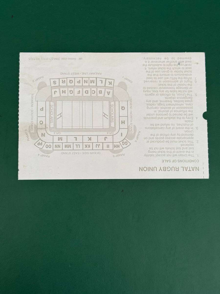 Rugby Ticket - *Currie Cup FINAL - Natal vs Western-Province 28/10/2000