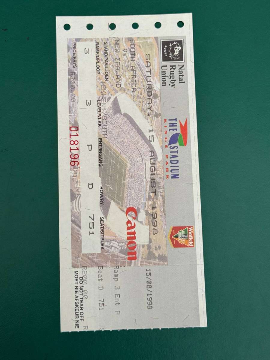 Rugby Ticket - New-Zealand vs South-Africa 15/08/1998