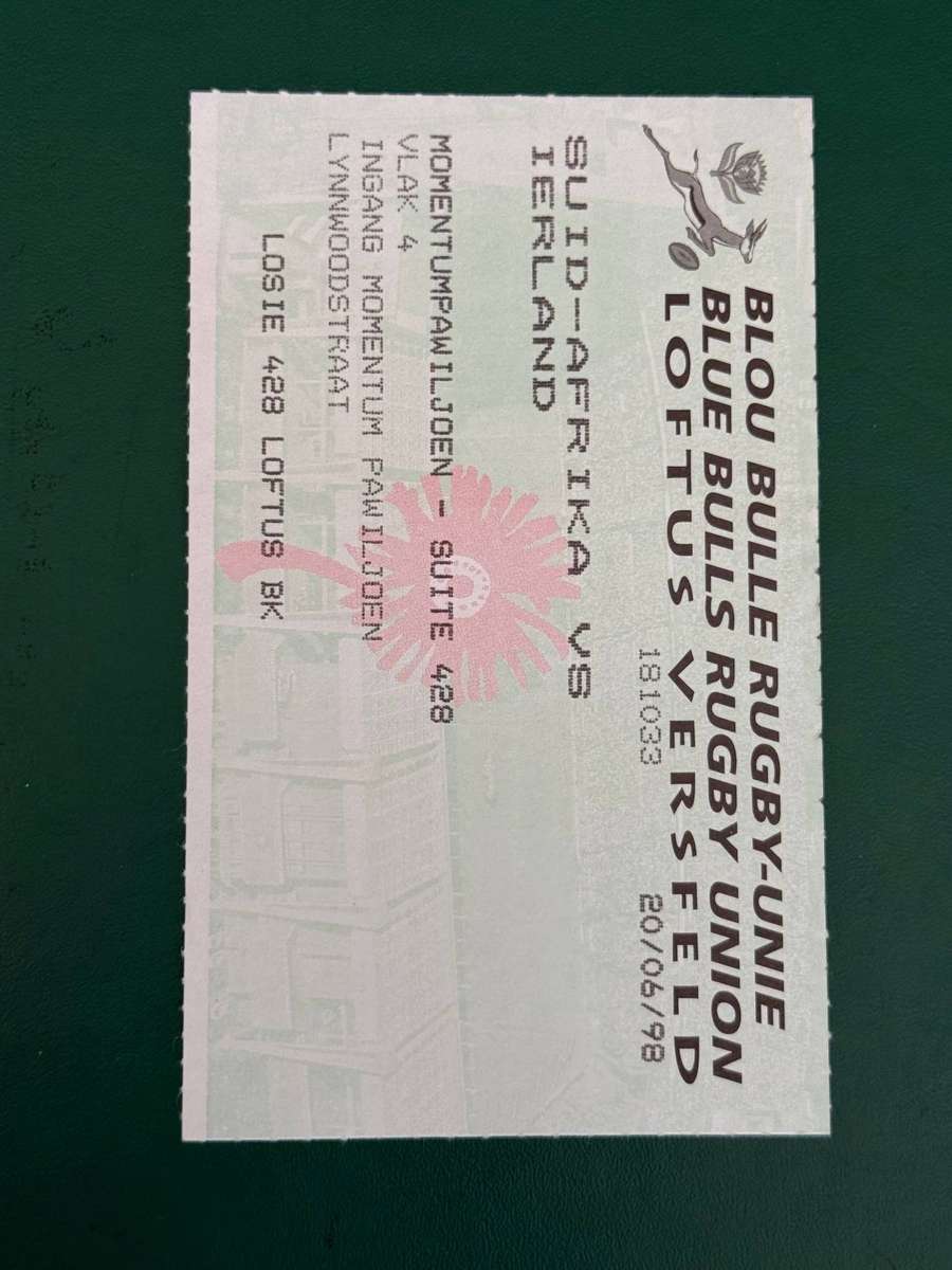 Rugby Ticket - South-Africa vs Ireland 20/06/1998