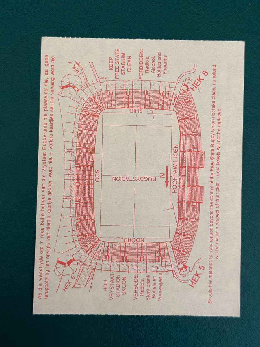 Rugby Ticket - South-Africa vs Ireland 13/06/1998