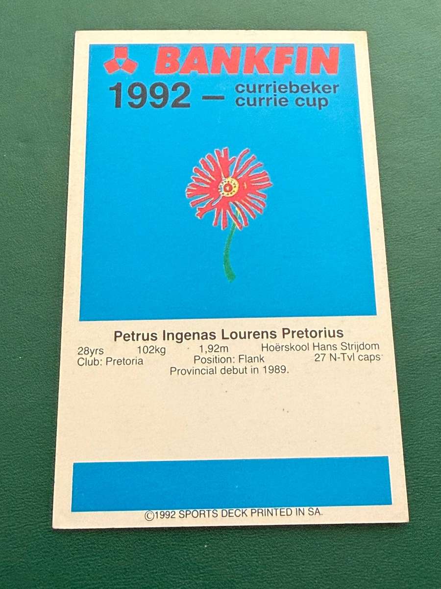 Rugby Card - *SIGNED* Piet Pretorius 1992 Sports Deck Rugby Card