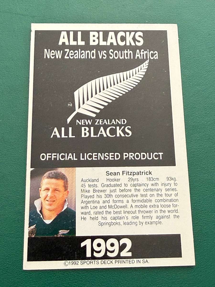 Rugby Card - *SIGNED* Sean Fitzpatrick 1992 Sports Deck Internantional Rugby Card