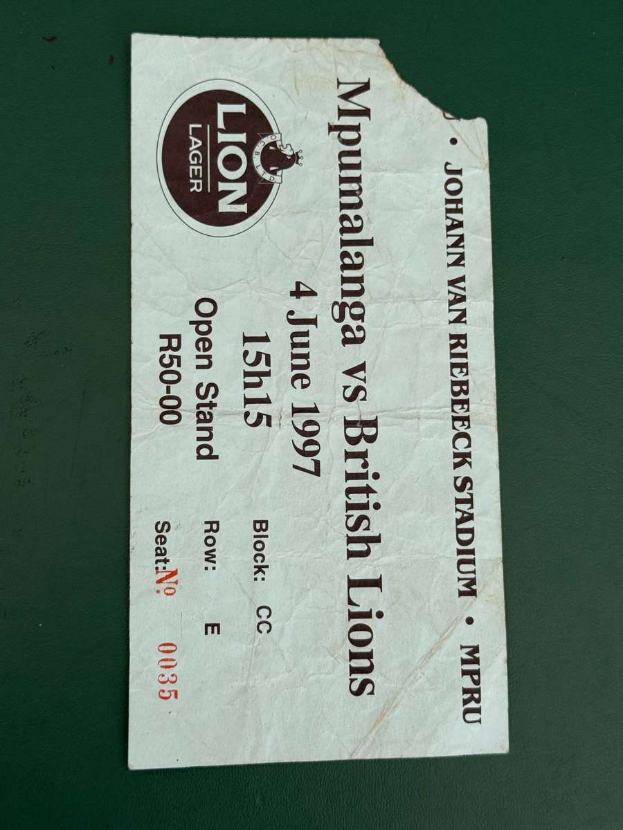 Rugby Ticket - Mpumalanga Pumas vs British Lions 04/06/1997