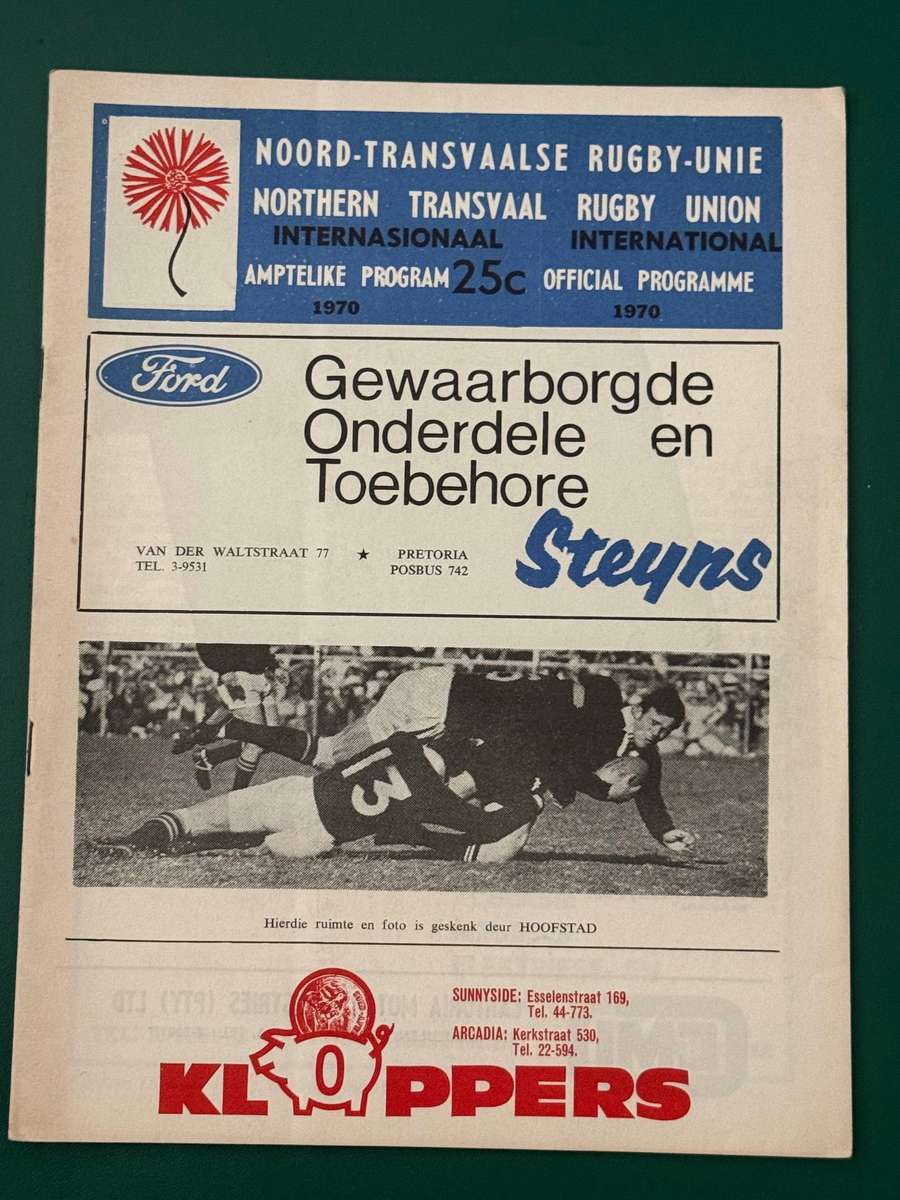 Rugby Programme - *TOUR* Northern-Transvaal vs All Blacks 05/09/1970
