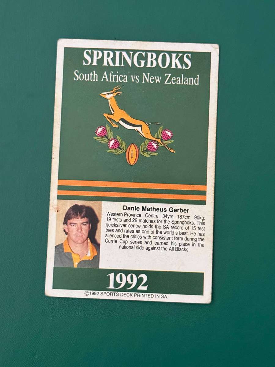 Rugby Card - *SIGNED* Danie Gerber 1992 Sports Deck Rugby Card