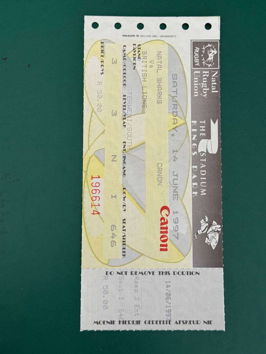 Rugby Ticket - Natal vs British Lions 14/06/1997