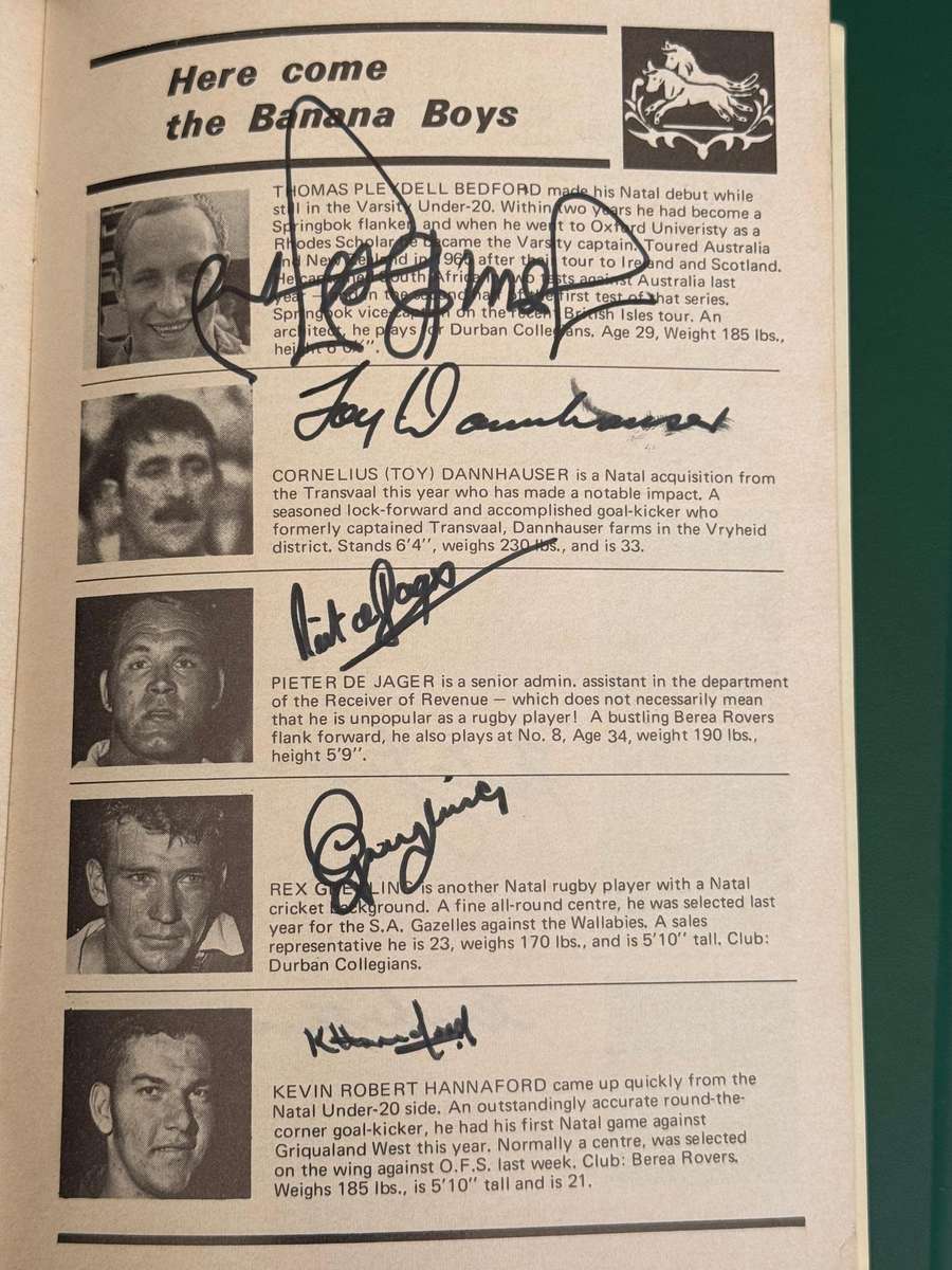 Rugby Programme - *SIGNED by 28* *TOUR* Natal vs New-Zealand All Blacks 22/08/1970