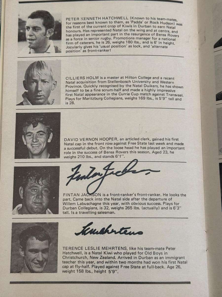 Rugby Programme - *SIGNED by 28* *TOUR* Natal vs New-Zealand All Blacks 22/08/1970