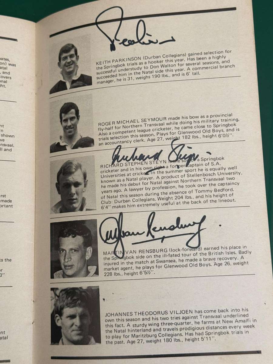 Rugby Programme - *SIGNED by 28* *TOUR* Natal vs New-Zealand All Blacks 22/08/1970