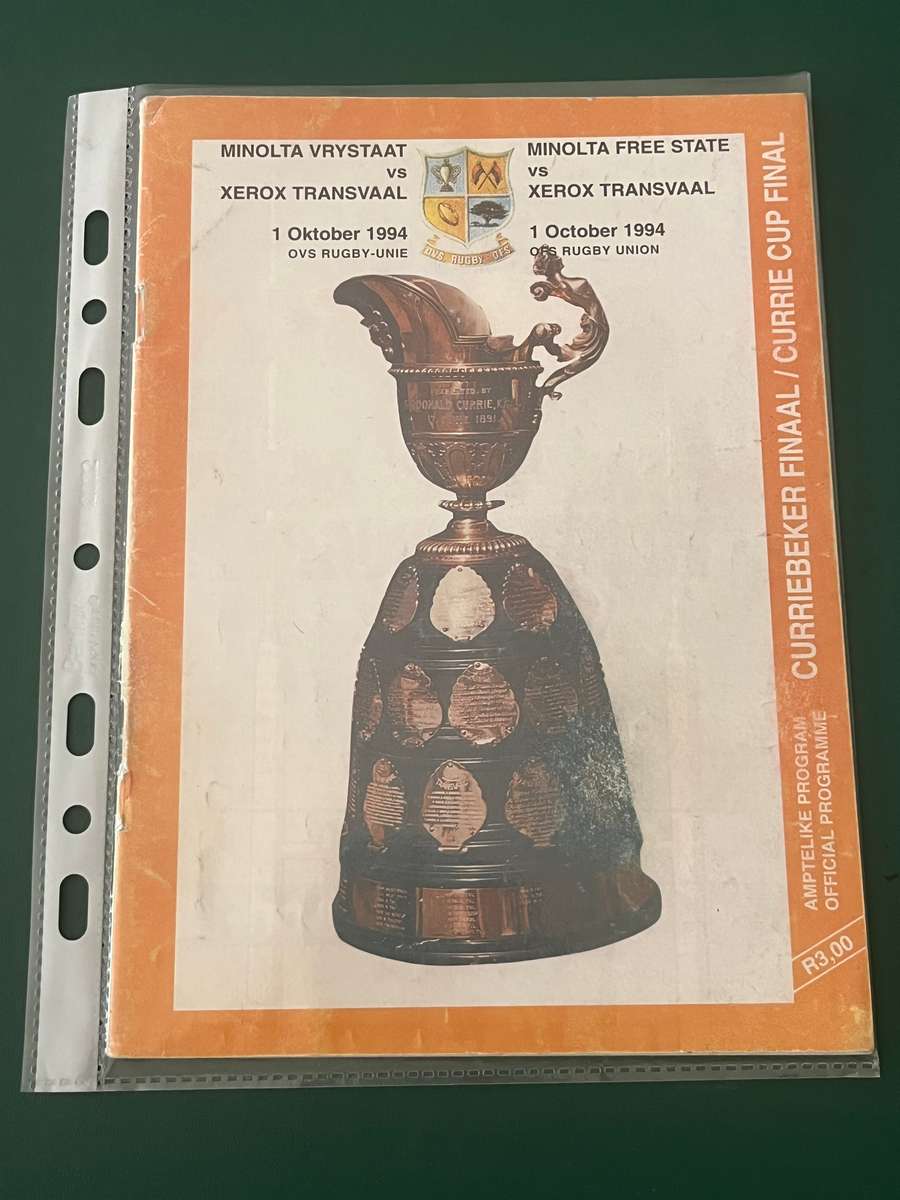 Rugby Programme - *Currie Cup FINAL*  Free State vs Transvaal 01/10/1994
