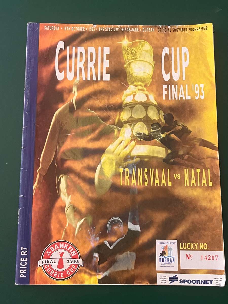 Rugby Programme - *CURRIE CUP FINAL* Transvaal vs Natal 16/10/1993