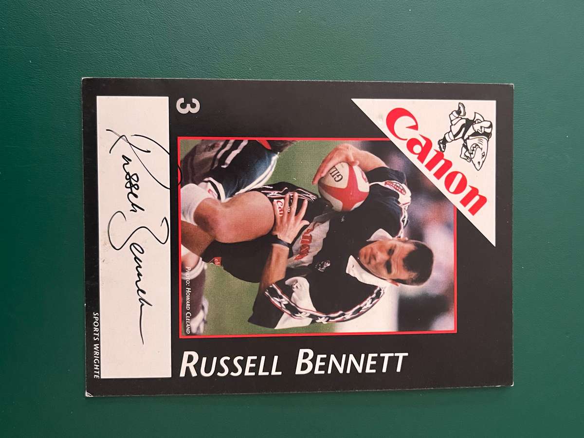 Rugby Card - *SIGNED* Russel Bennett Canon Sharks Rugby Card