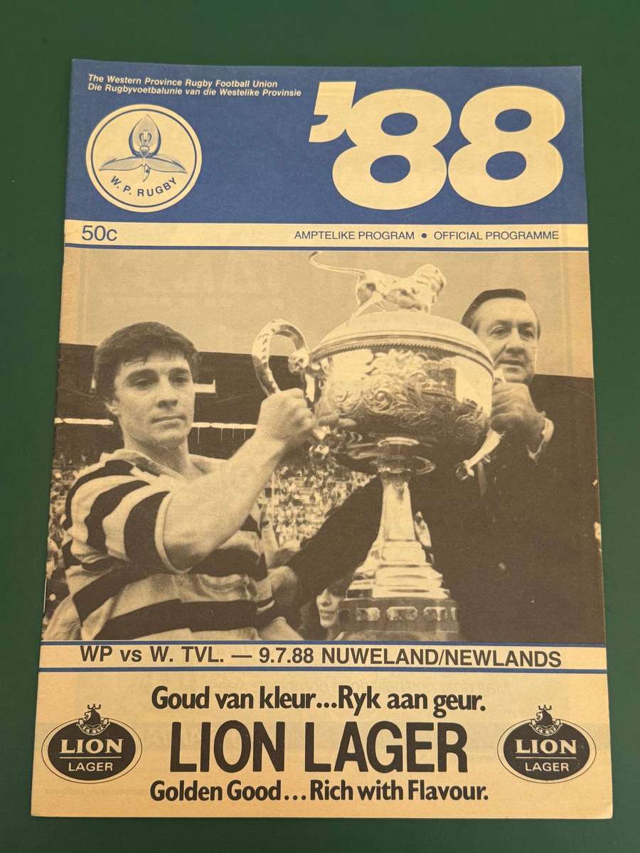 Rugby Programme -  Western-Province vs Western-Transvaal 09/07/1988