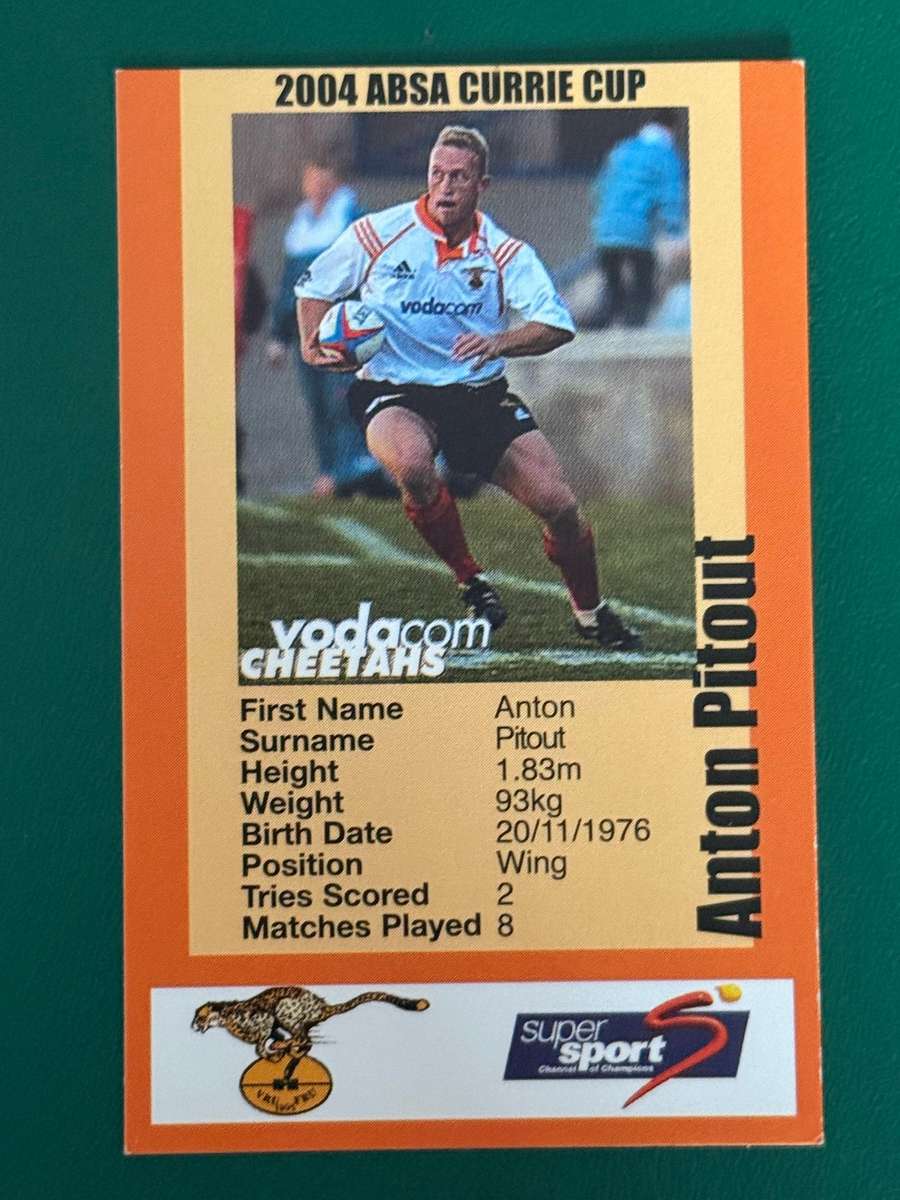 Rugby Card - *Rare* Anton Pitout 2004 Cheetahs SCI Rugby Card