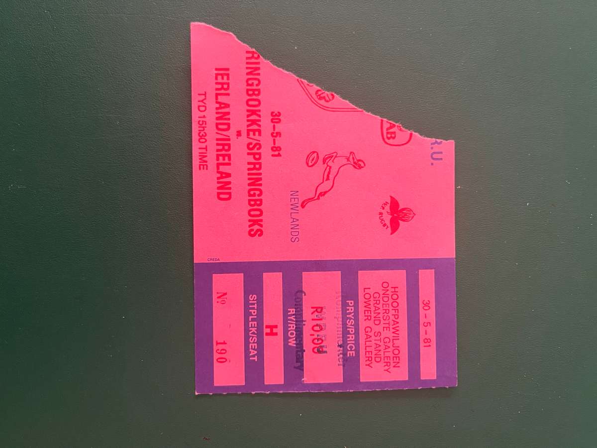 Rugby Ticket - South-Africa vs Ireland 30/05/1981
