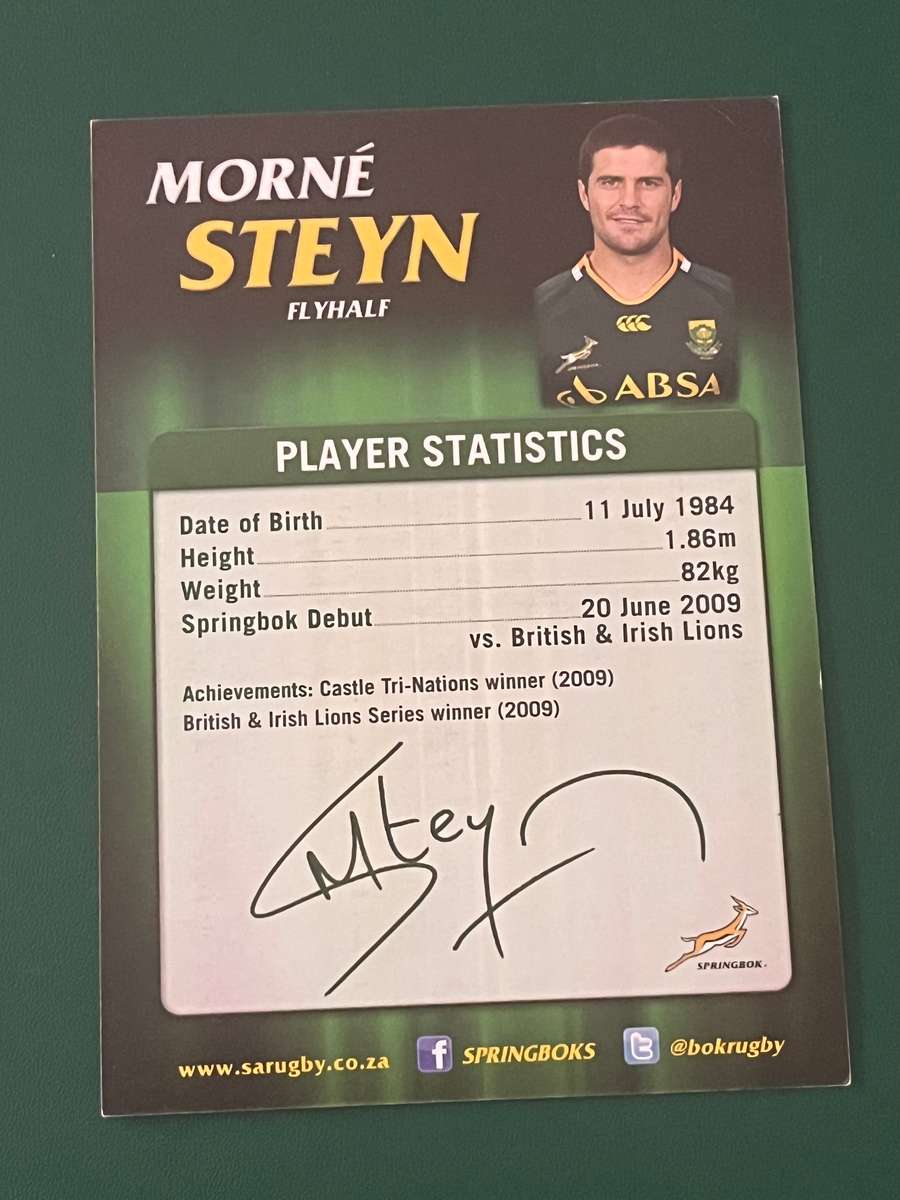 Rugby Card - 2009 Morne Steyn Absa Rugby Card