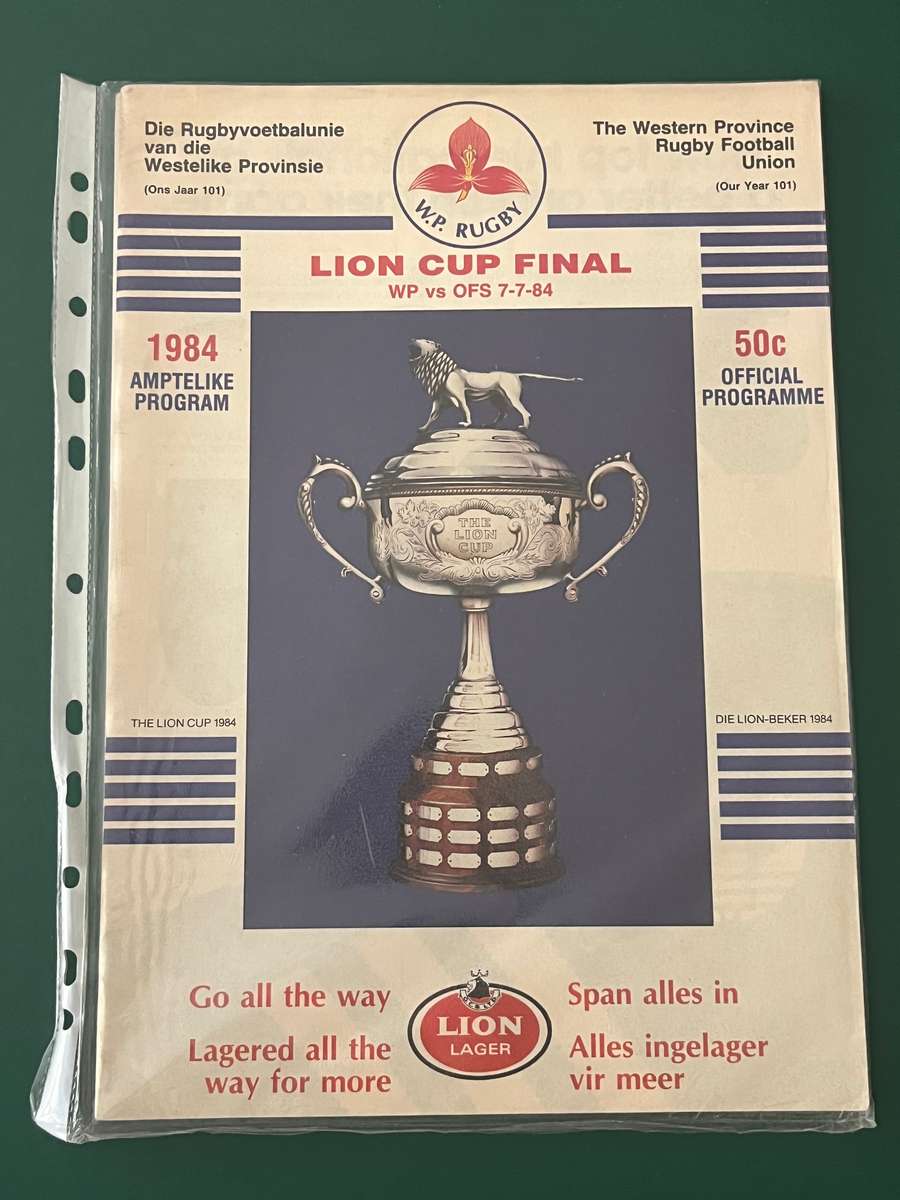 Rugby Programme - *LION CUP FINAL* Western-Province vs Free State 07/07/1984