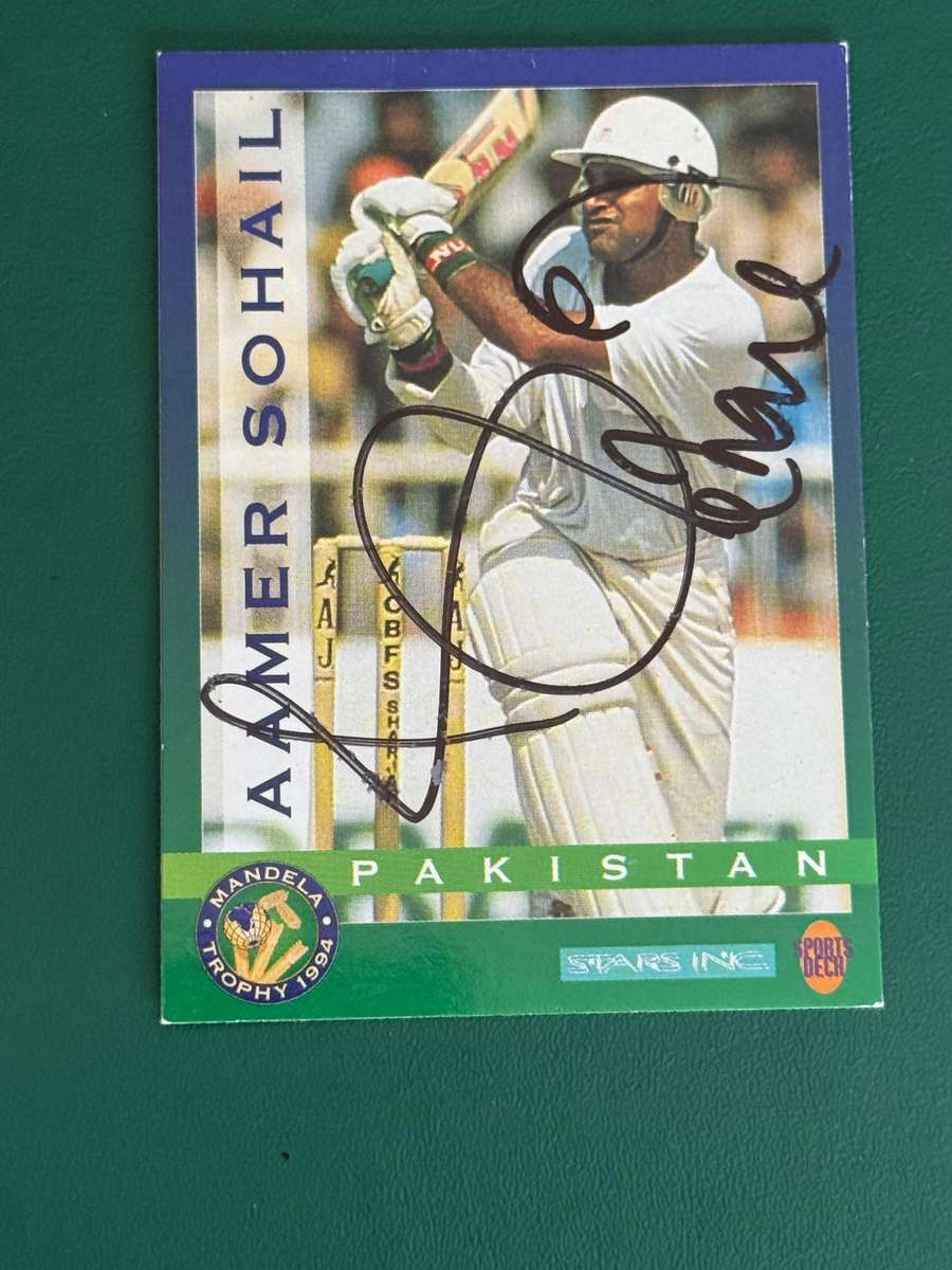 Cricket Card - *SIGNED* Aamer Sohail 1994 Sports Deck Cricket Card