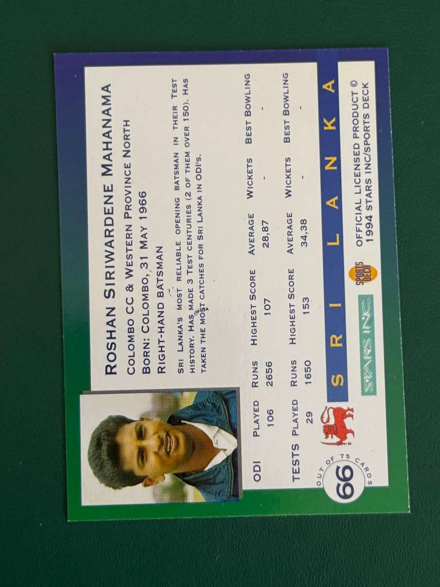 Cricket Card - *SIGNED* Roshan Mahanama 1994 Sports Deck Cricket Card