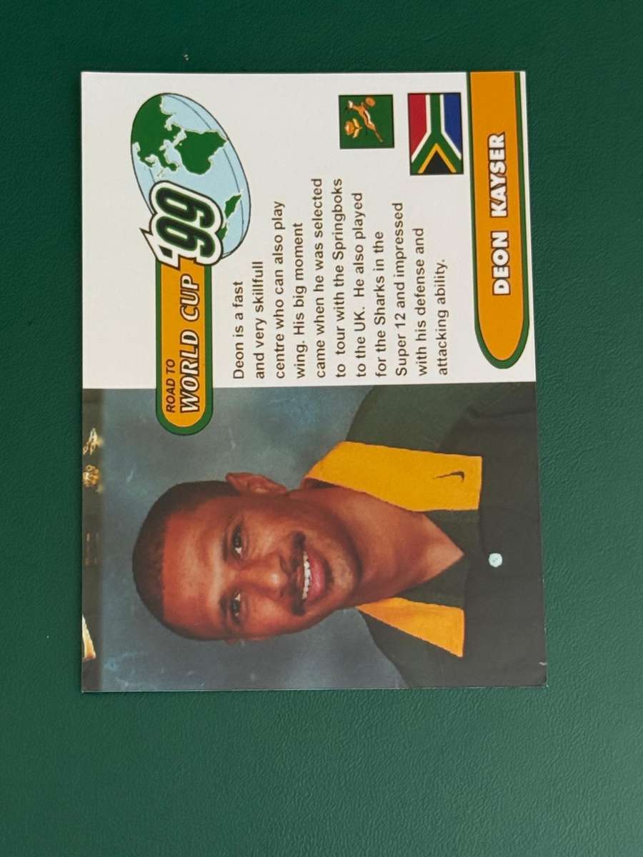 Rugby Card - Deon Kayser 1999 Sports Deck Road to the World Cup Photocard