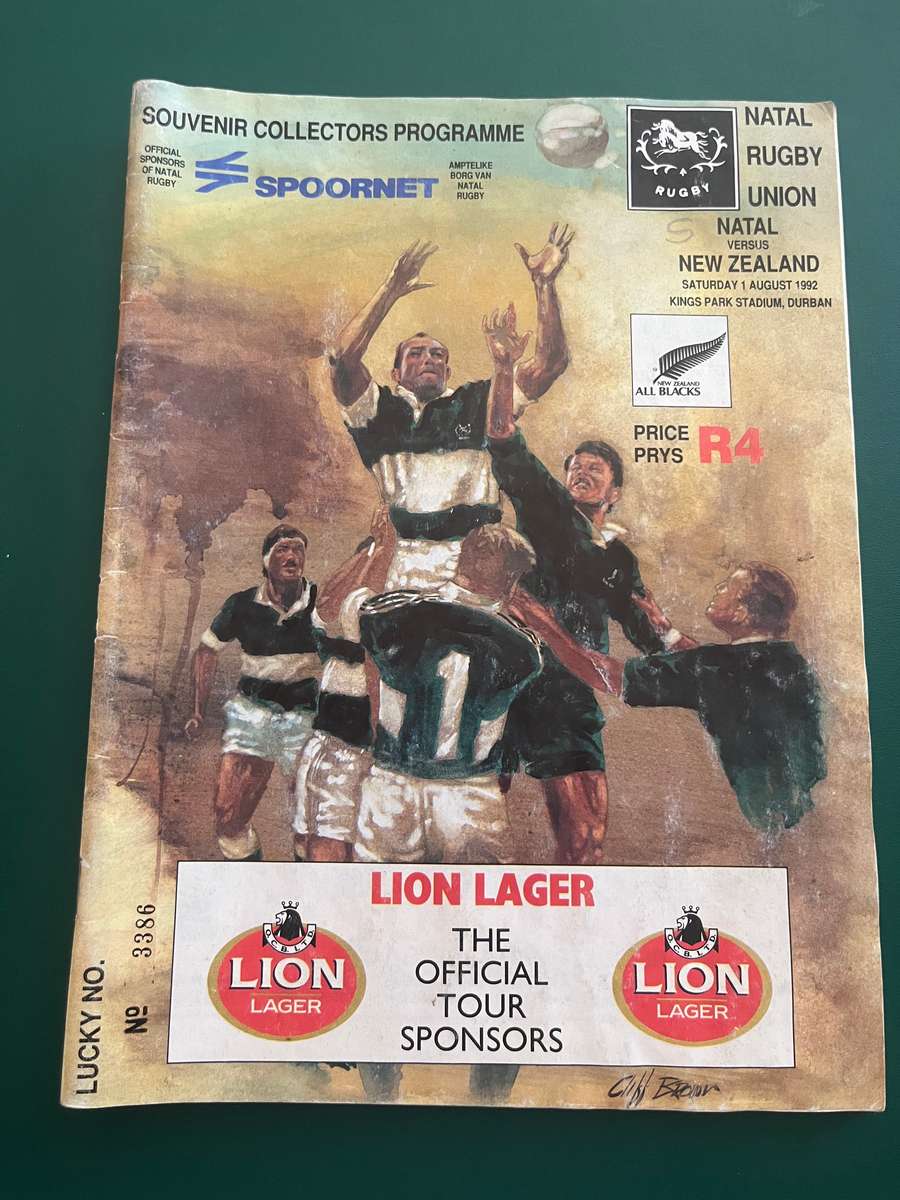 Rugby Programme - *Tour Match* Natal vs New Zealand All Blacks 01/08/1992