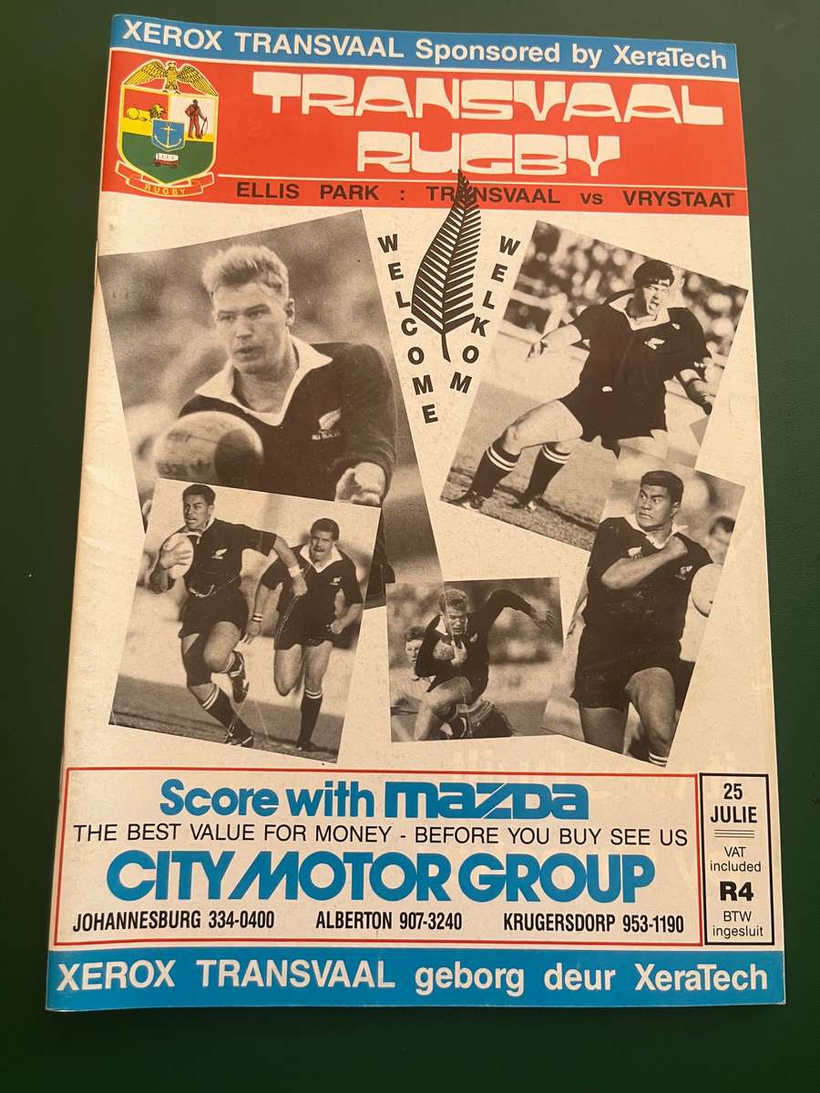 Rugby Programme - Transvaal vs Free State 25/07/1992