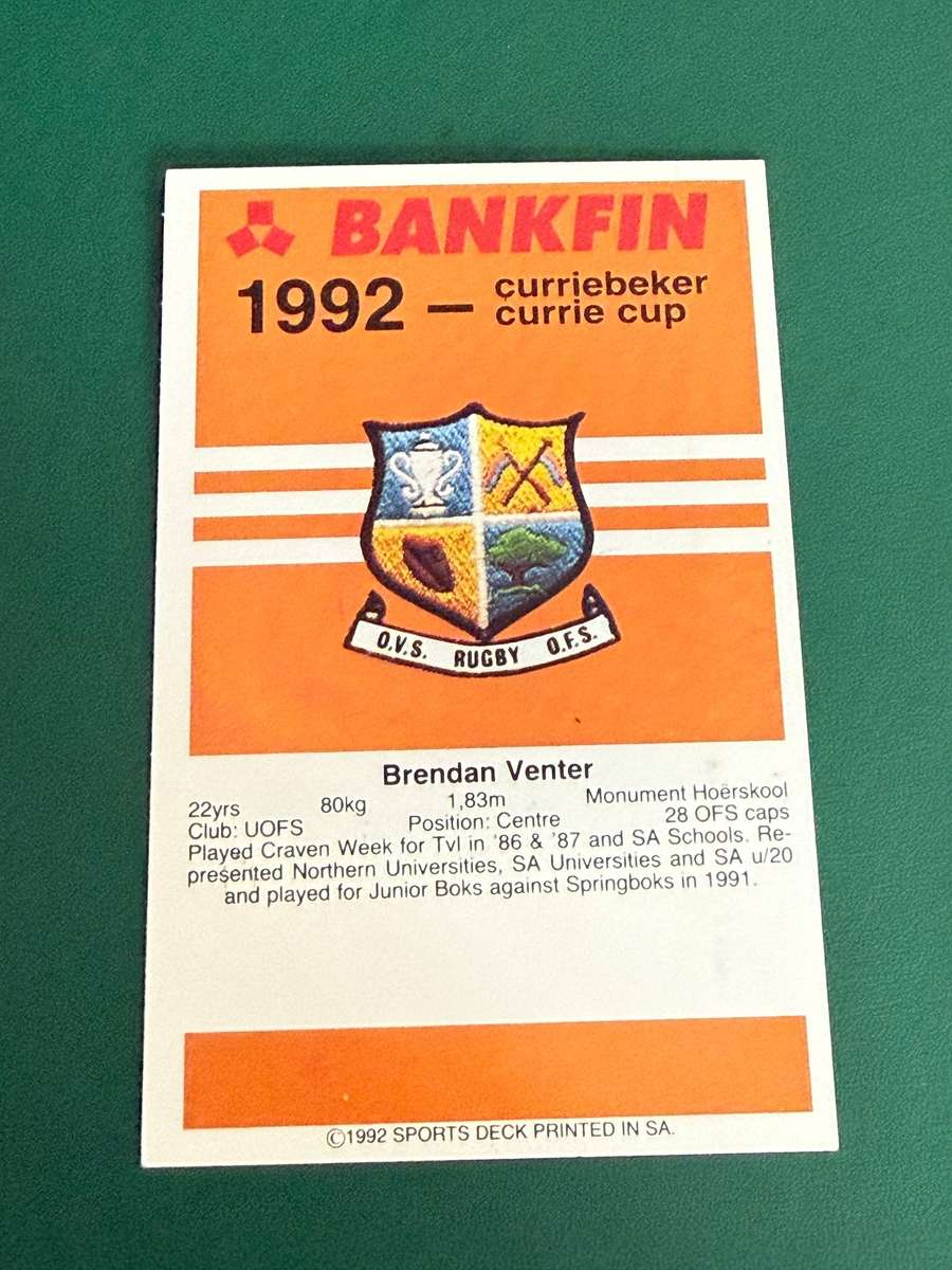 Rugby Card - *SIGNED* Brendan Venter 1992 Sports Deck Rugby Card