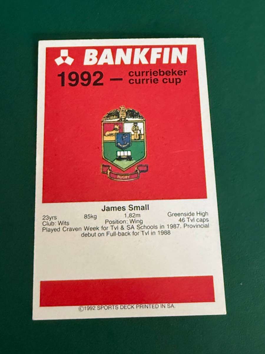 Rugby Card - *SIGNED* James Small 1992 Sports Deck Rugby Card